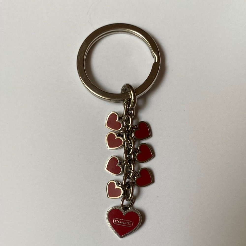 Coach Red Heart Charm Keychain